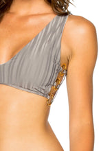 TURI TURAI - Crop Tank Top & Wavey Ruched Back Brazilian Bottom • Grey