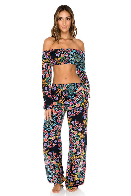 NOCHES DE SEVILLA - Tropicana Shoulder Top & Split Side Wide Leg Pant • Multicolor