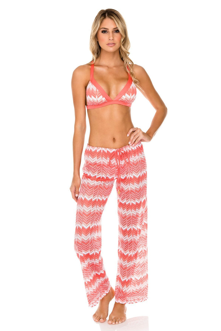 AMOR Y MIEL - Adjustable Back Halter Top & Beach Pant • Coral
