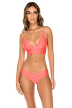 AMOR Y MIEL - Cross Back Bustier Top & Moderate Bottom • Coral