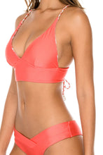 AMOR Y MIEL - Cross Back Bustier Top & Moderate Bottom • Coral