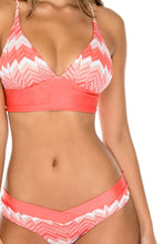 AMOR Y MIEL - Cross Back Bustier Top & Moderate Bottom • Coral