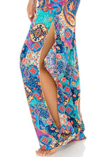 WAPISIMA - Triangle Halter Top & Split Side Wide Leg Pant • Multicolor