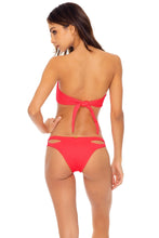 TRIANA - Bandeau Top & Reversible Zig Zag Open Side Moderate Bottom • Flamingo