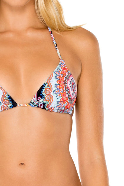 MAESTRANZA - Triangle Top & Wavey Ruched Back Brazilian Tie Side Bottom • Black