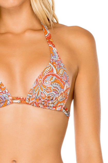 ANDALUZ - Triangle Halter Top & Drawstring Side Full Bottom • Multicolor
