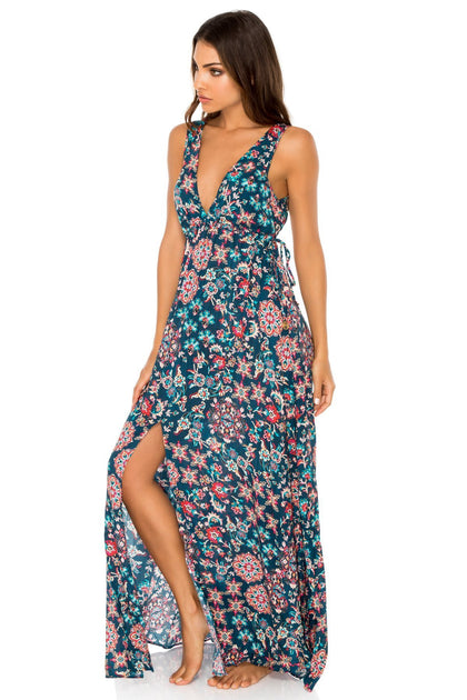CORDOBA - V Neck Long Dress • Multicolor
