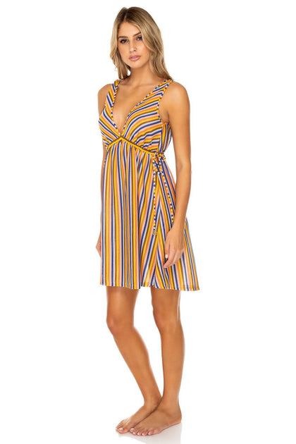 PLAZA ESPAÑA - V Neck Short Dress • Multicolor