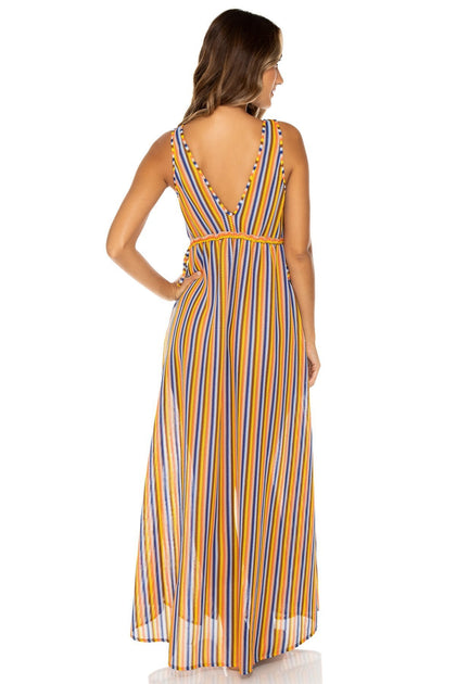 PLAZA ESPAÑA - V Neck Long Dress • Multicolor