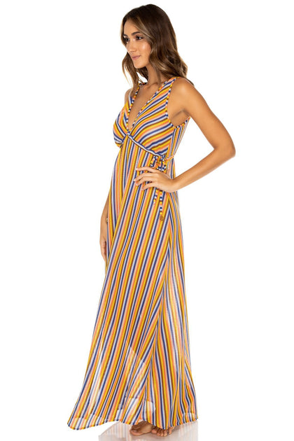 PLAZA ESPAÑA - V Neck Long Dress • Multicolor