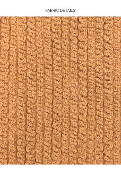 JAGGED BOMBSHELL - Triangle Top & Wavy Ruched Back Brazilian Tie Side Bottom • Caramelo