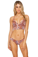 LA REINA DEL SUR - Cross Back Bustier Top & Wavey Ruched Back Brazilian Bottom • Multicolor