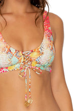 SMOKE SHOW - Lace Up Bralette & Tab Side High Leg Brazilian Bottom • Multicolor