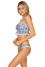 ANGEL FACE - Lace Trim Bandeau Crop Top & Lo Rise Seamless Skimpy Bottom • Multicolor