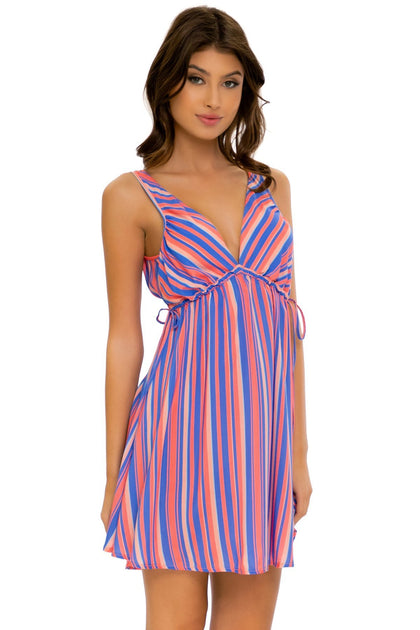 PLAY TIME - V Neck Short Dress • Multi Royal