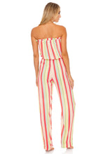 PLAY TIME - Strapless Ruffle Jumpsuit • Multi White