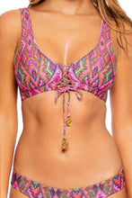 VAMOS A CABOS - Lace Up Bralette & Seamless Wavey Ruched Back Bottom • Multicolor