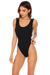 BACHELORETTE AND HER BABES - Tank Open Sides Thong One Piece Bodysuit • Bash Black