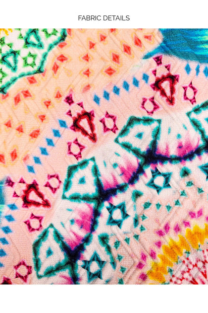 CARIBBEAN KISSES - Cross Back Bustier Top & Seamless Wavey Ruched Back Bottom • Multicolor