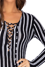 CHAMPAGNE POP - Deep V Laced Up Short Dress • Brut Black