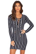 CHAMPAGNE POP - Deep V Laced Up Short Dress • Brut Black