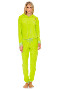 GLOW BABY GLOW - Hoodie Cut Out Jacket & Jogger Pants • Lime