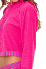GLOW BABY GLOW - Hoodie Cut Out Cropped Jacket & Relaxed Shorts • Pink