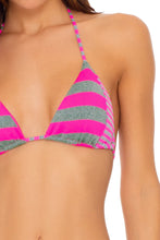 TIME TO FIESTA - Triangle Top & Wavey Ruched Back Tie Side Bottom • Neon Pink