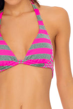 TIME TO FIESTA - Triangle Halter Top & Full Bottom • Neon Pink