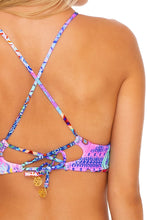 PINK LAGOON - Cross Back Bustier Top & Banded Full Bottom • Multicolor