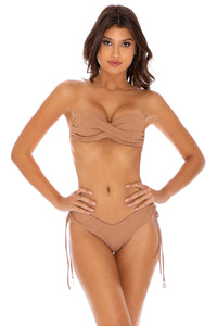 RIVER DANCE - Underwire Push Up Bandeau Top & Drawstring Side  Bottom • Coconut