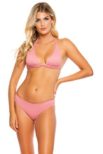 RIVER DANCE - Triangle Halter Top & Seamless Full Ruched Back Bottom • Blush