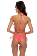 PURA CURIOSIDAD - Triangle Top & Wavy Ruched Back Tie Side Bottom • Guava