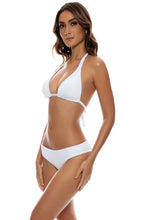 PURA CURIOSIDAD - Triangle Halter Top & Seamless Full Ruched Back Bottom • White