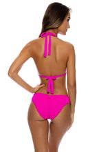PURA CURIOSIDAD - Triangle Halter Top & Seamless Full Ruched Back Bottom • Kiss Me Pink
