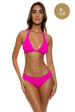 PURA CURIOSIDAD - Triangle Halter Top & Seamless Full Ruched Back Bottom • Kiss Me Pink