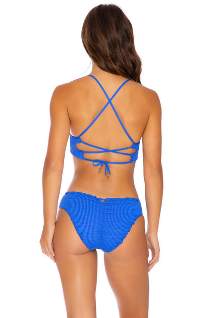 PURA CURIOSIDAD - Underwire Top & Seamless Full Ruched Back Bottom • Blue Lagoon