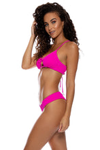 PURA CURIOSIDAD - Scoop Neck Cut Out Top & Seamless Wavy Ruched Back Bottom • Kiss Me Pink