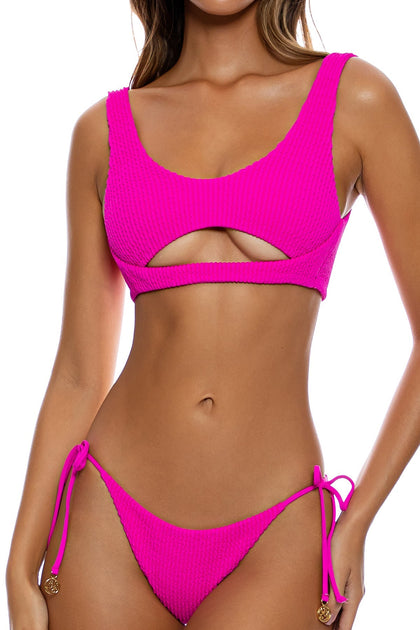 PURA CURIOSIDAD - Open Front Bralette & Seamless Full Tie Side Bottom • Kiss Me Pink