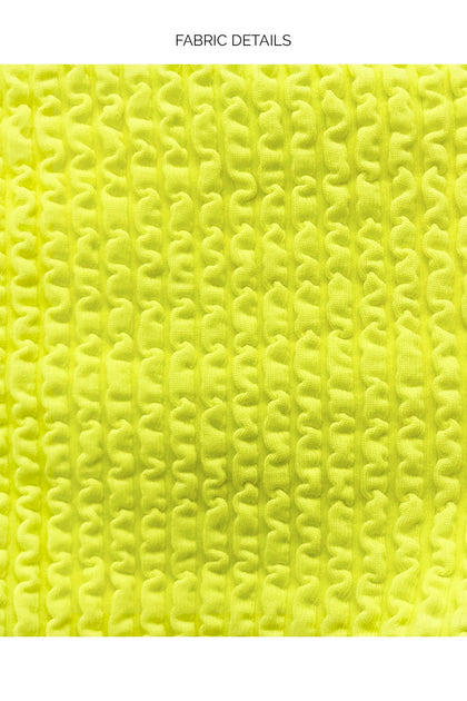 PURA CURIOSIDAD - Cross Back Bustier Top & Banded Moderate Bottom • Neon Yellow