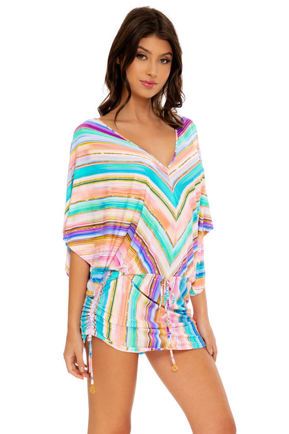 HEAT WAVES - Cabana V Neck Dress • Multicolor
