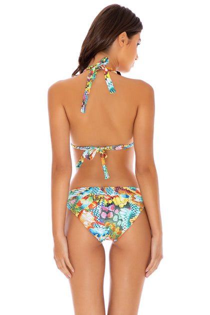 JUST WING IT - Triangle Halter Top & Banded Full Bottom • Multicolor