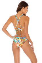 JUST WING IT - Molded Push Up Bandeau Halter Top & Seamless Full Ruched Back Bottom • Multicolor