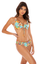 JUST WING IT - Molded Push Up Bandeau Halter Top & Seamless Full Ruched Back Bottom • Multicolor