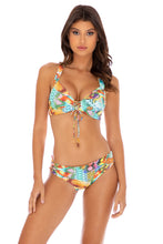 JUST WING IT - Molded Push Up Bandeau Halter Top & Seamless Full Ruched Back Bottom • Multicolor