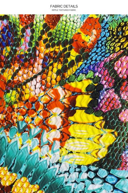 JUST WING IT - Triangle Top & Wavey Ruched Back Tie Side Bottom • Multicolor