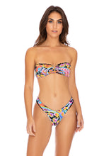 MOON NIGHTS - Gold V Ring Bandeau Top & High Leg Bottom • Multicolor