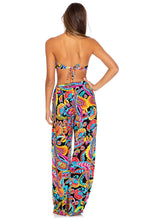 MOON NIGHTS - Gold V Ring Bandeau Top & Split Side Wide Leg Pant • Multicolor