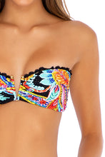 MOON NIGHTS - Gold V Ring Bandeau Top & Split Side Wide Leg Pant • Multicolor