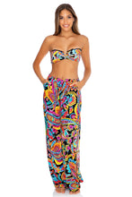 MOON NIGHTS - Gold V Ring Bandeau Top & Split Side Wide Leg Pant • Multicolor